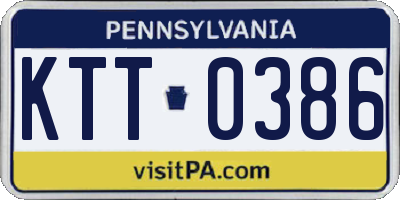 PA license plate KTT0386