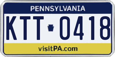 PA license plate KTT0418