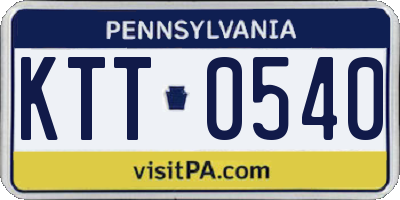 PA license plate KTT0540
