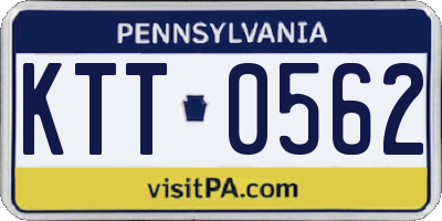PA license plate KTT0562