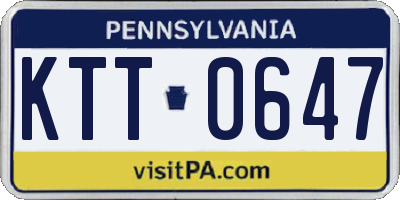 PA license plate KTT0647