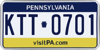 PA license plate KTT0701