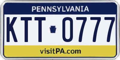 PA license plate KTT0777
