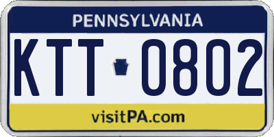 PA license plate KTT0802