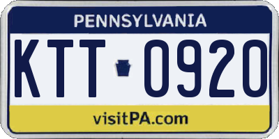 PA license plate KTT0920