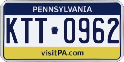 PA license plate KTT0962