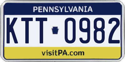 PA license plate KTT0982