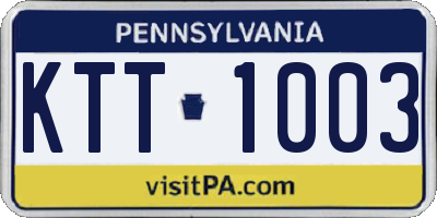 PA license plate KTT1003