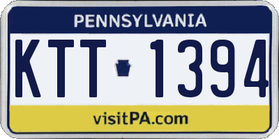 PA license plate KTT1394