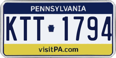 PA license plate KTT1794