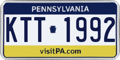 PA license plate KTT1992
