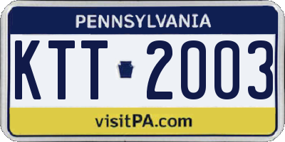PA license plate KTT2003