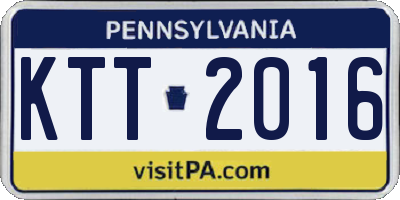 PA license plate KTT2016
