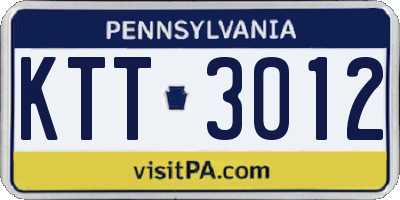 PA license plate KTT3012