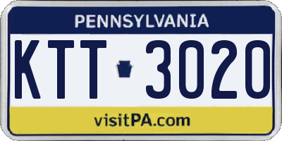 PA license plate KTT3020