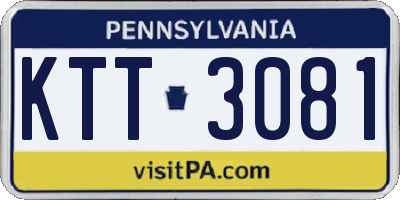 PA license plate KTT3081