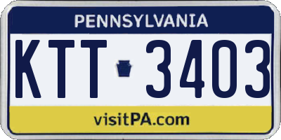 PA license plate KTT3403