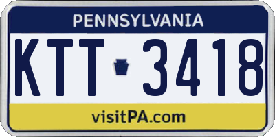 PA license plate KTT3418