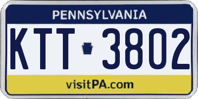 PA license plate KTT3802