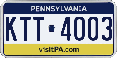 PA license plate KTT4003