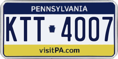 PA license plate KTT4007