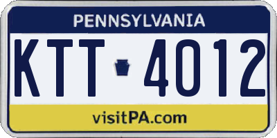 PA license plate KTT4012