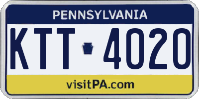 PA license plate KTT4020
