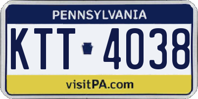 PA license plate KTT4038