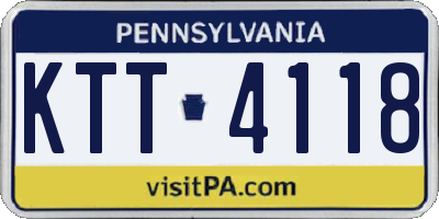 PA license plate KTT4118