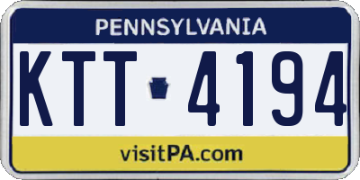 PA license plate KTT4194