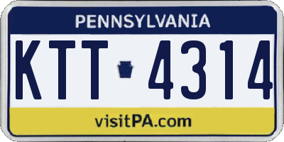 PA license plate KTT4314