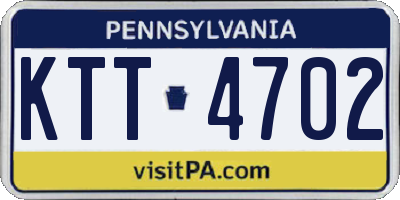 PA license plate KTT4702