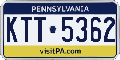 PA license plate KTT5362