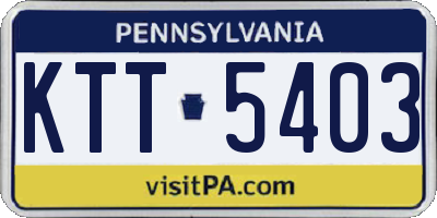 PA license plate KTT5403