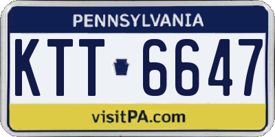 PA license plate KTT6647