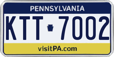 PA license plate KTT7002