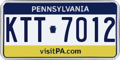 PA license plate KTT7012