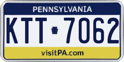 PA license plate KTT7062