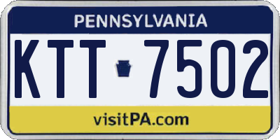 PA license plate KTT7502