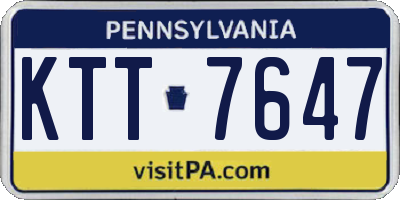 PA license plate KTT7647