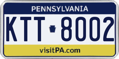 PA license plate KTT8002