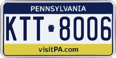 PA license plate KTT8006