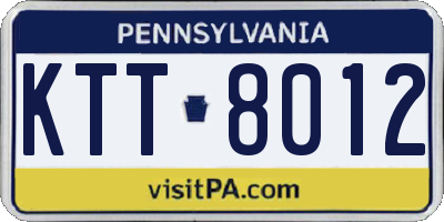 PA license plate KTT8012