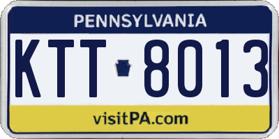 PA license plate KTT8013