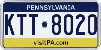 PA license plate KTT8020