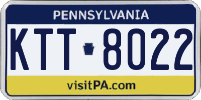 PA license plate KTT8022