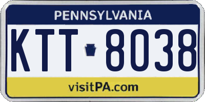 PA license plate KTT8038