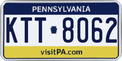 PA license plate KTT8062