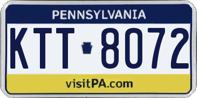 PA license plate KTT8072