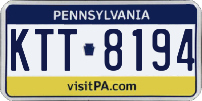 PA license plate KTT8194